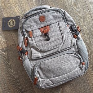 Gray and Brown Expandable Backpack